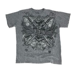 Fifth Sun Shirt Men XL Grey‎ Y2K Affliction Cyber Goth Jesse Pinkman AOP Sword